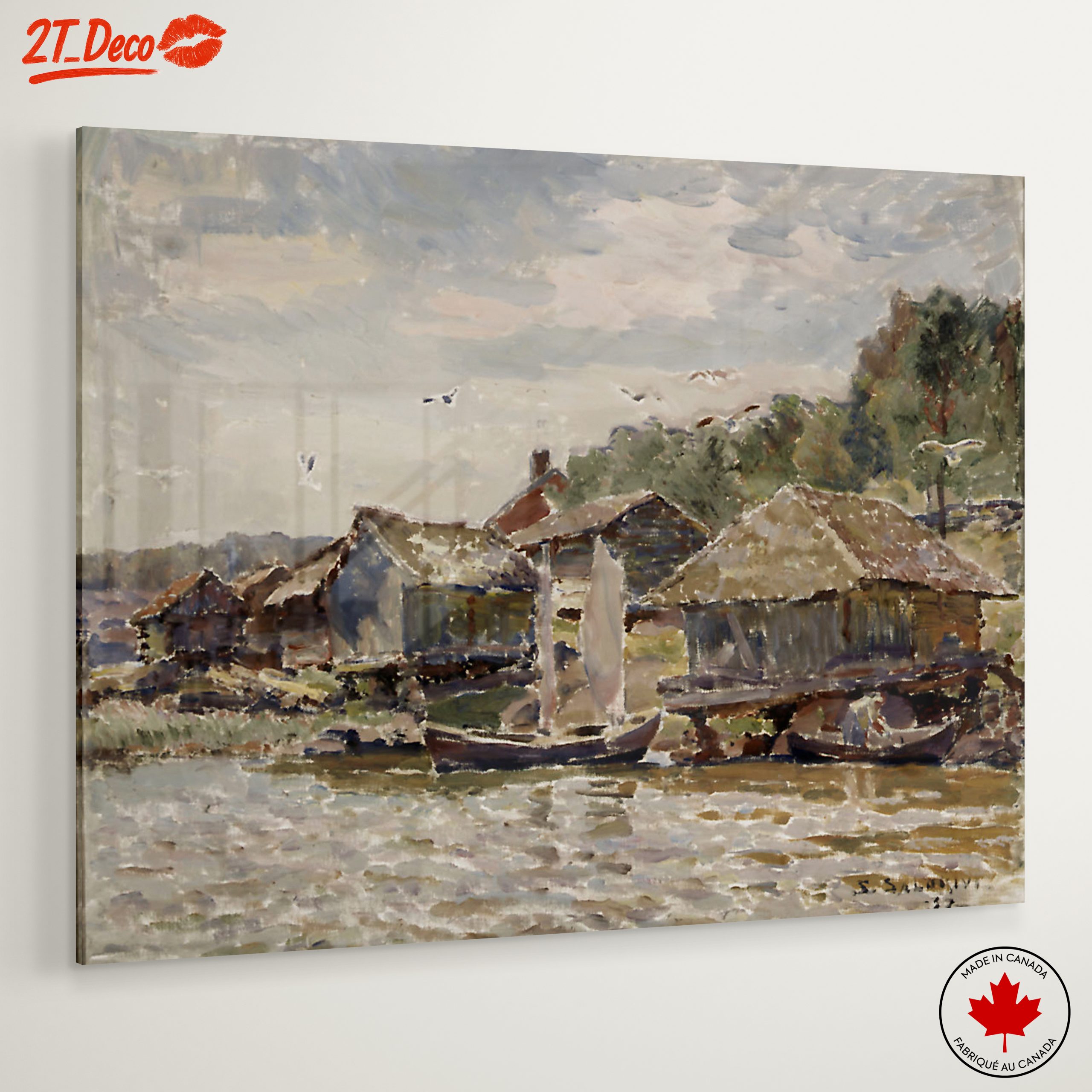 Charming Abstract Landscape with Water and Houses - Image 6