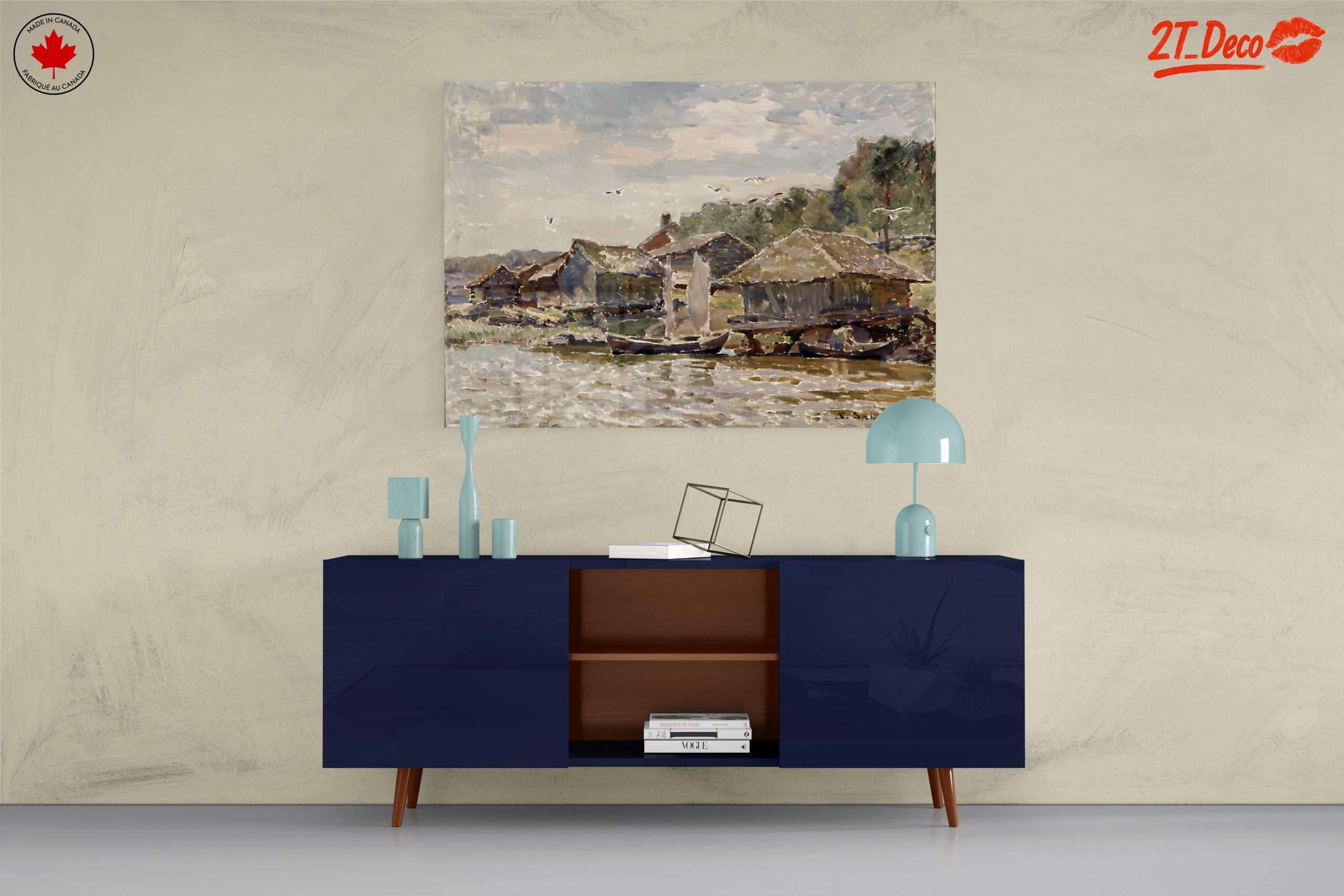 Charming Abstract Landscape with Water and Houses - Image 8