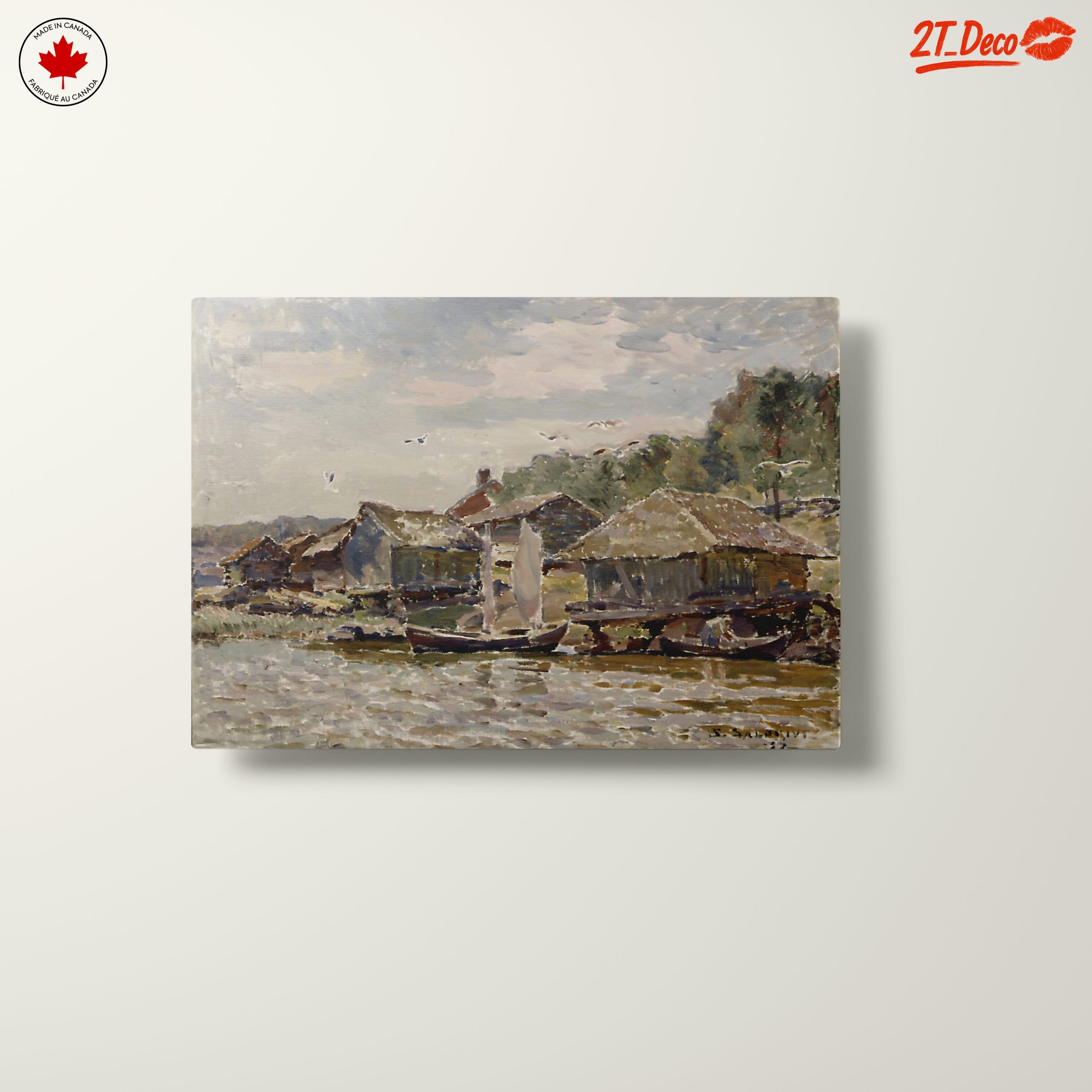 Charming Abstract Landscape with Water and Houses - Image 10