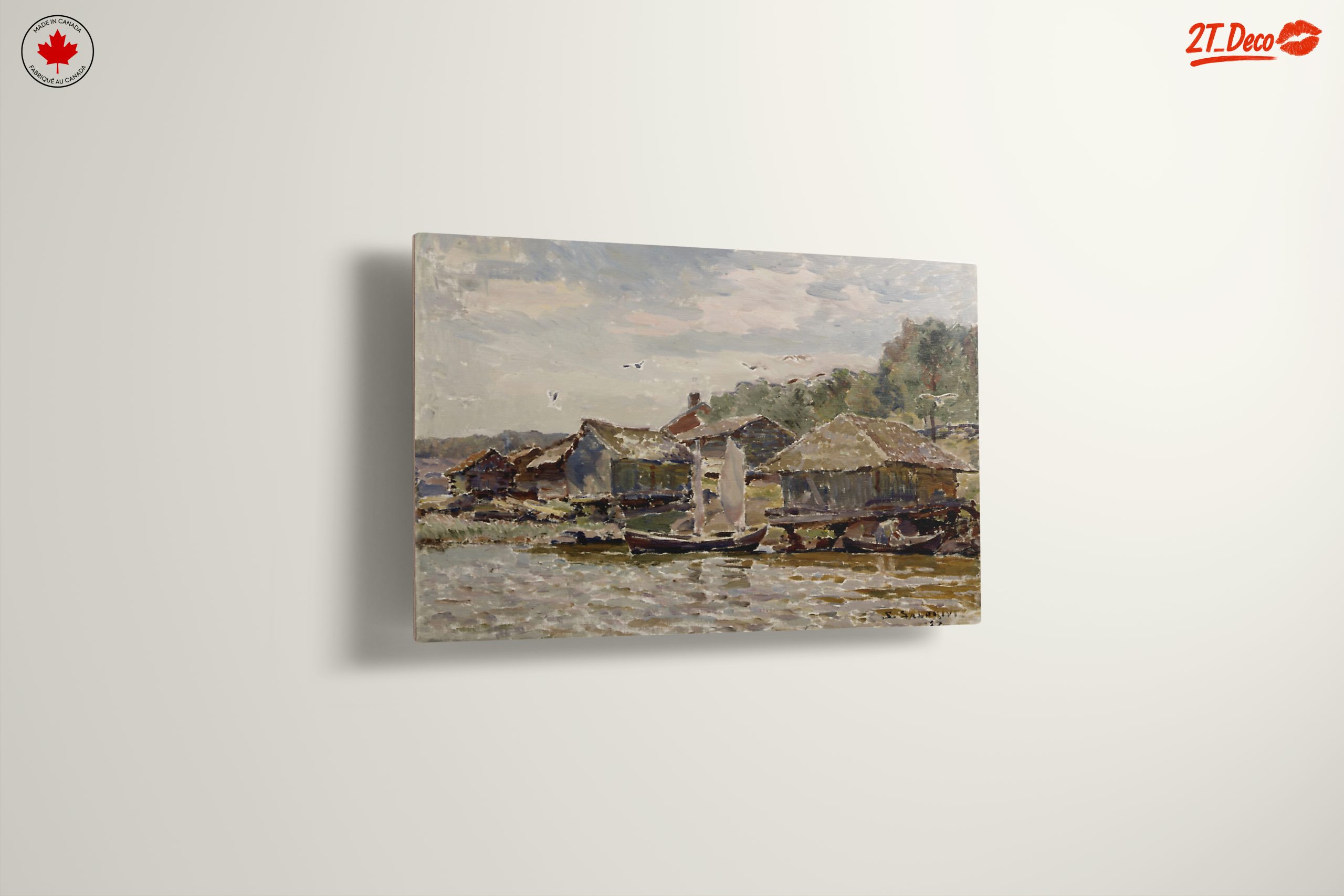 Charming Abstract Landscape with Water and Houses - Image 13