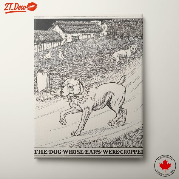 Stylized Dog in a Rural Landscape