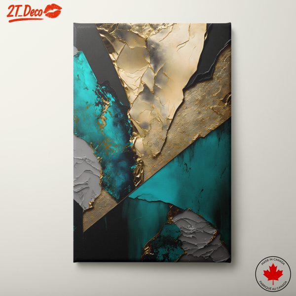 Gold and Teal Abstract Geometric Art