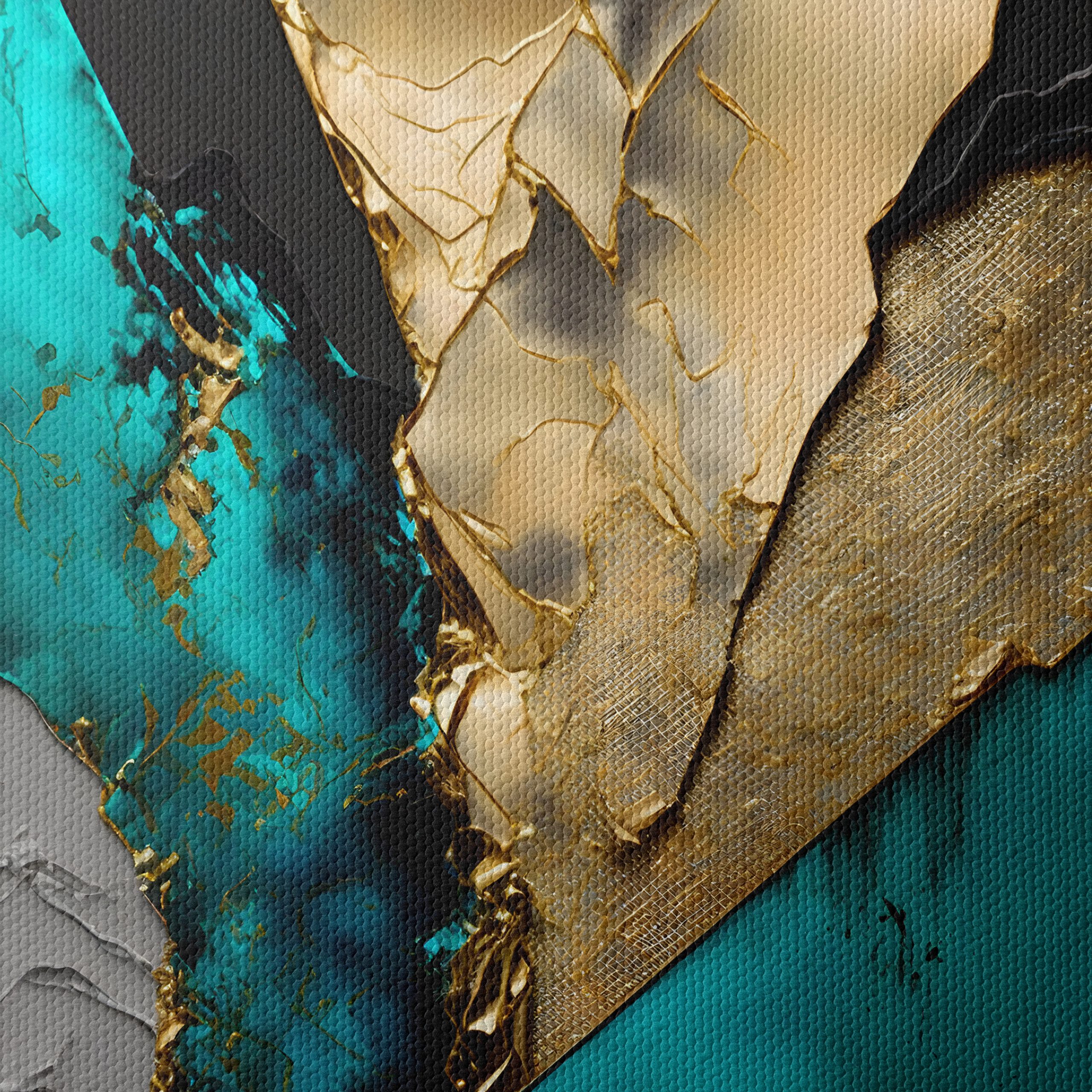 Gold and Teal Abstract Geometric Art - Image 4