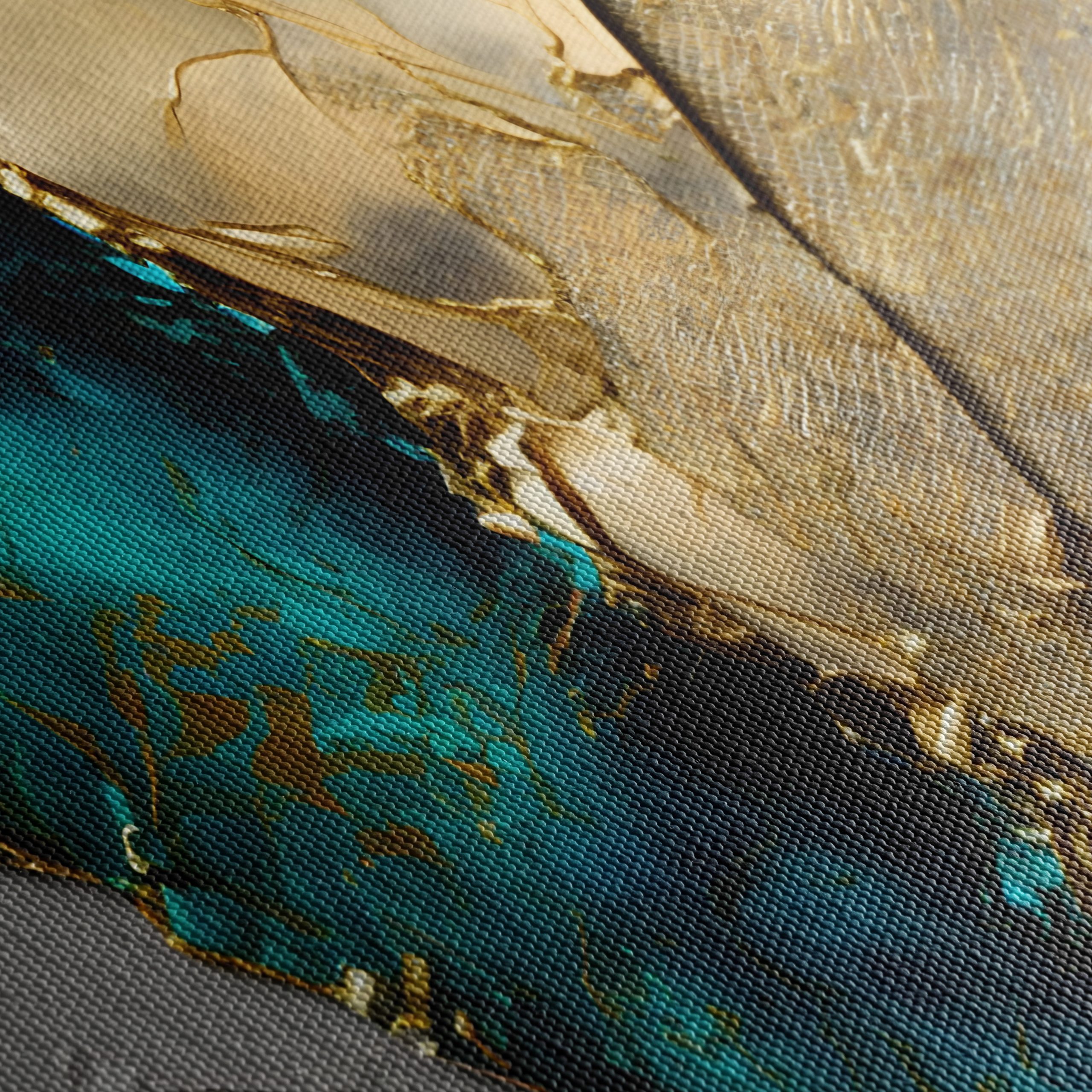 Gold and Teal Abstract Geometric Art - Image 5