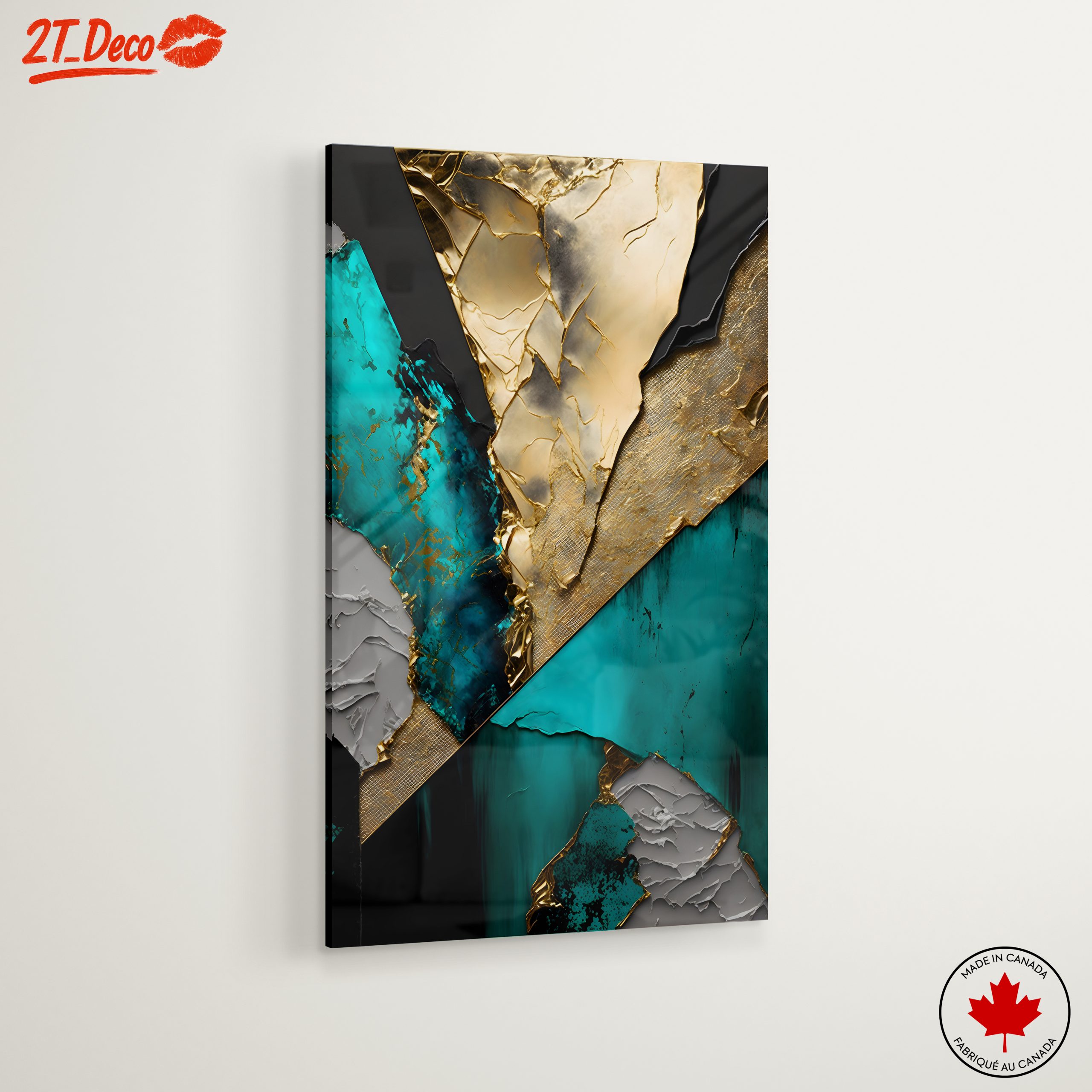 Gold and Teal Abstract Geometric Art - Image 6
