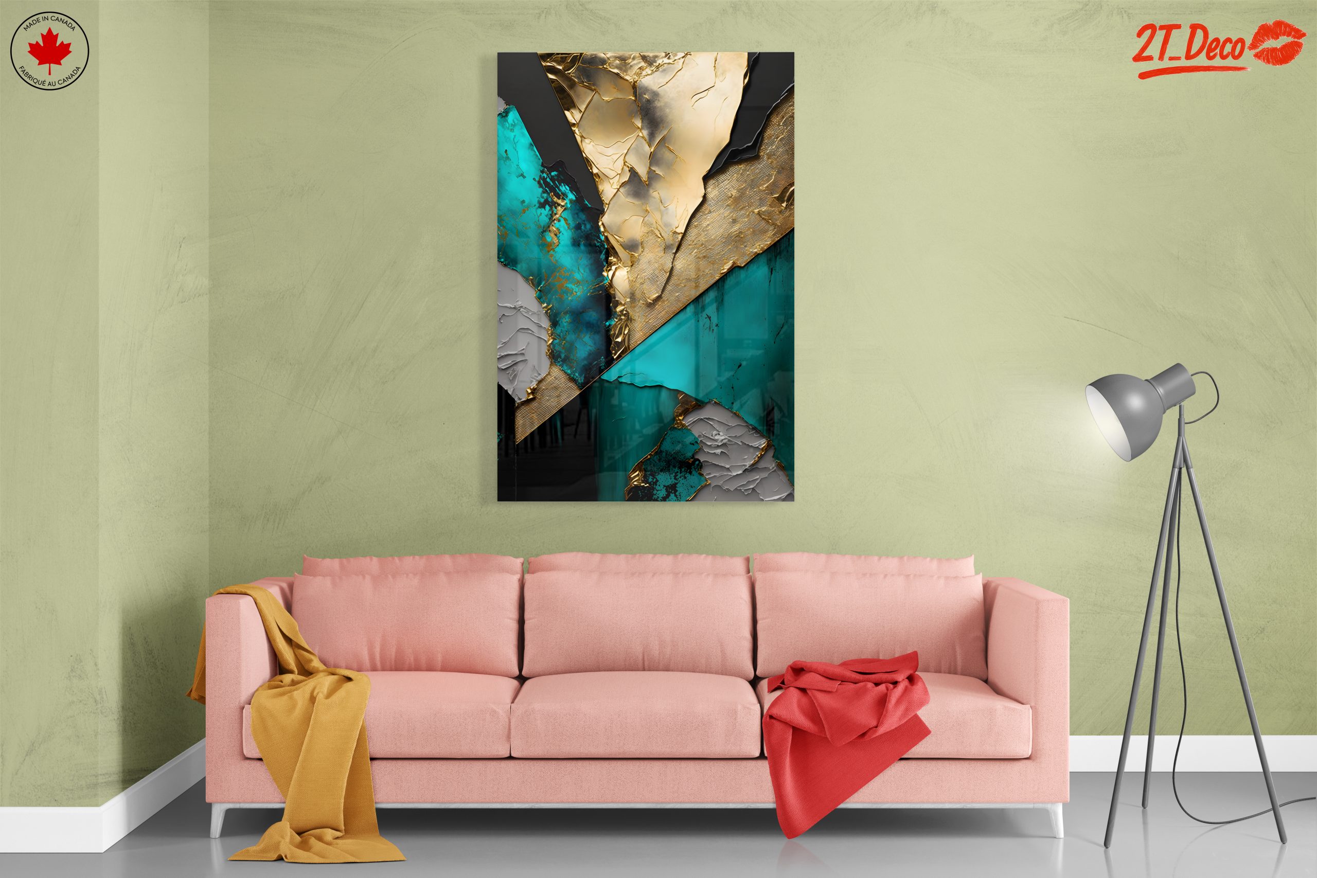 Gold and Teal Abstract Geometric Art - Image 7