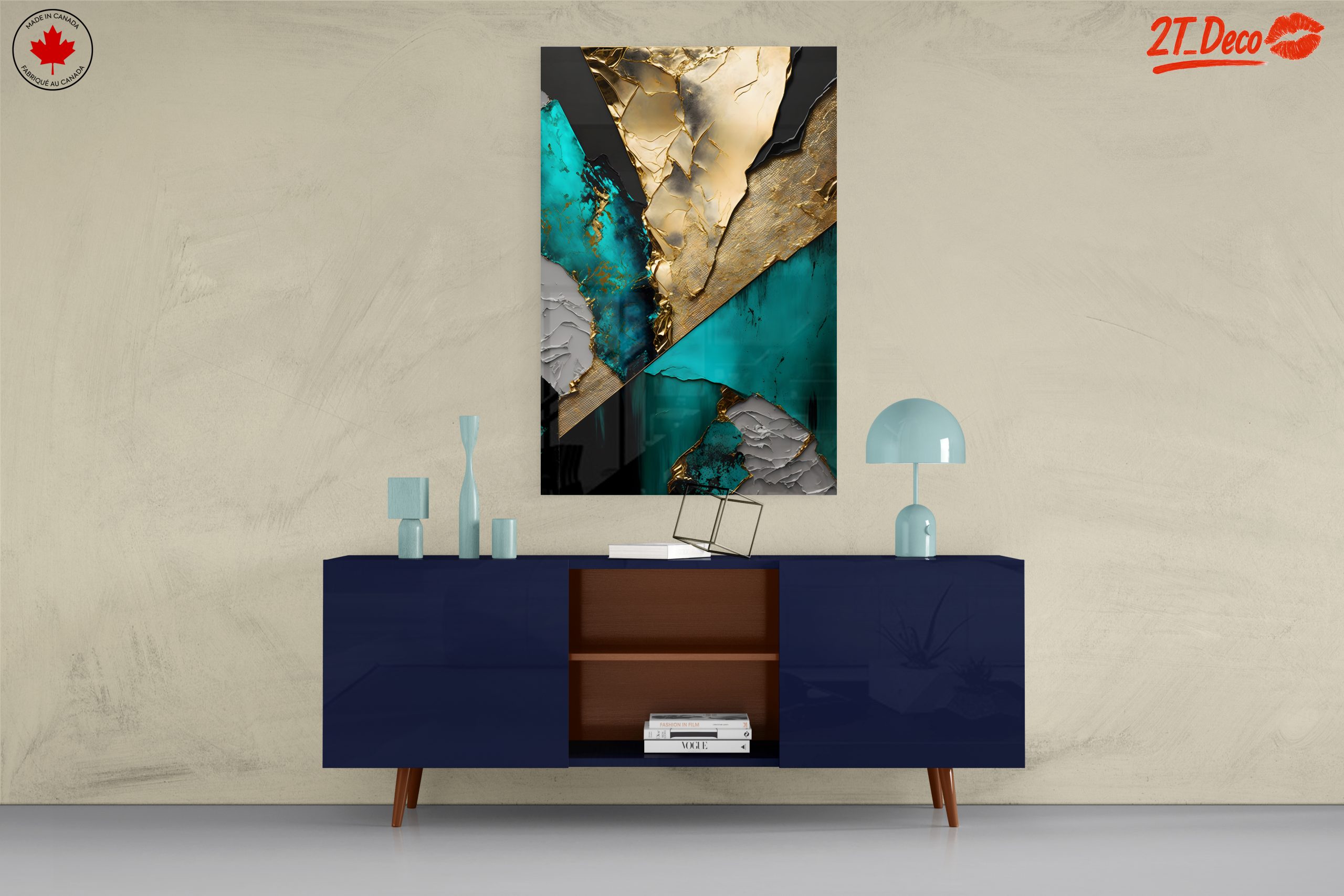 Gold and Teal Abstract Geometric Art - Image 8