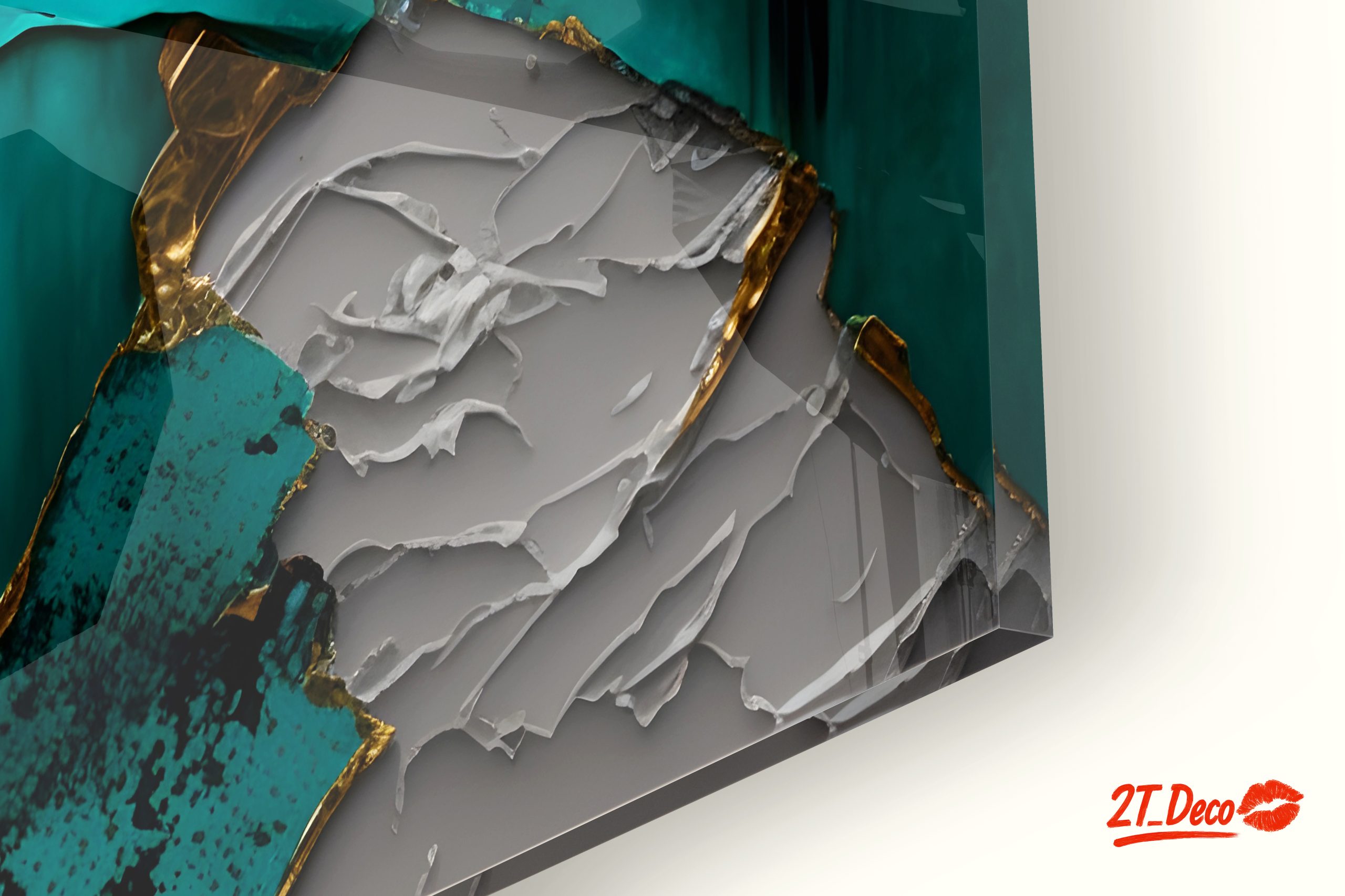 Gold and Teal Abstract Geometric Art - Image 9