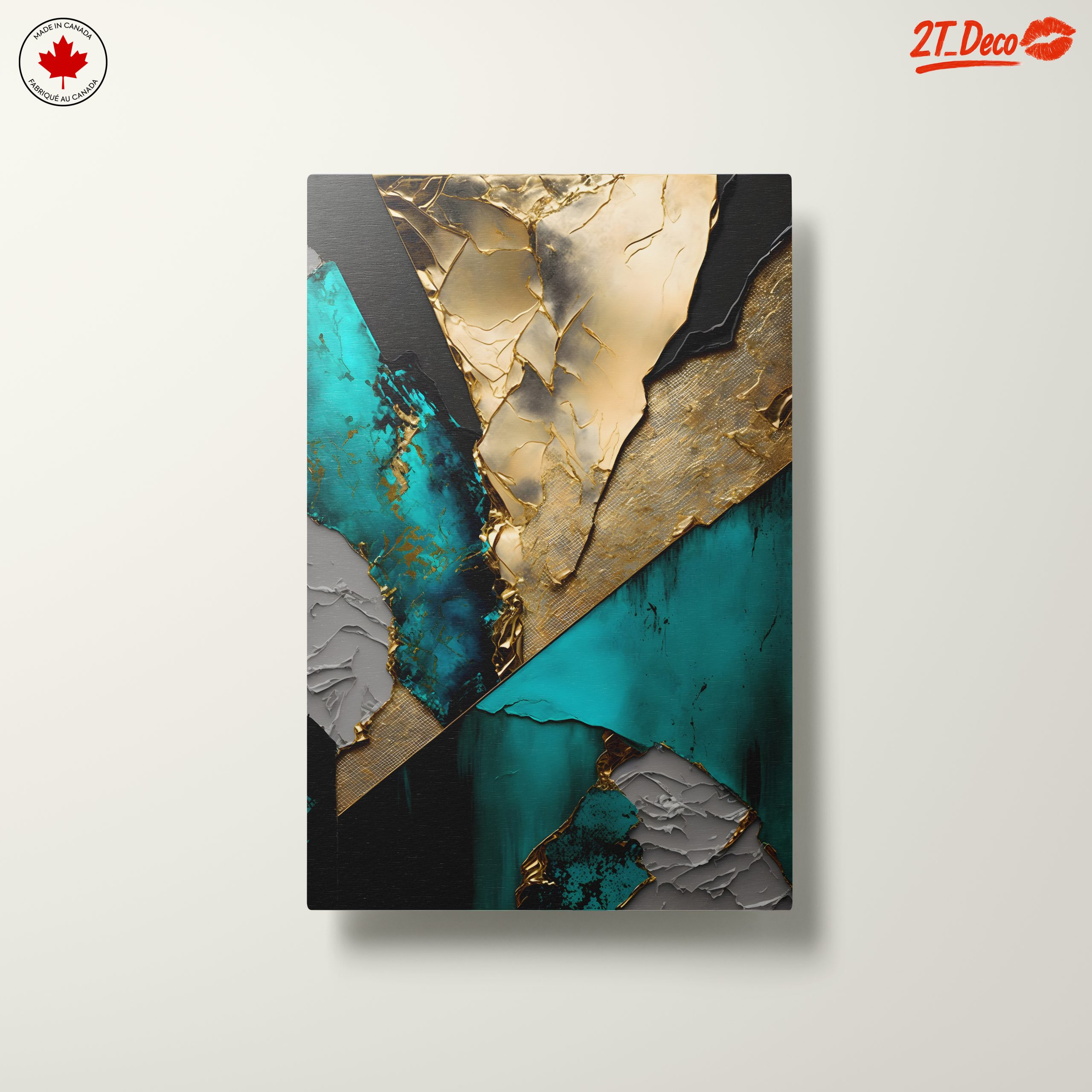 Gold and Teal Abstract Geometric Art - Image 10