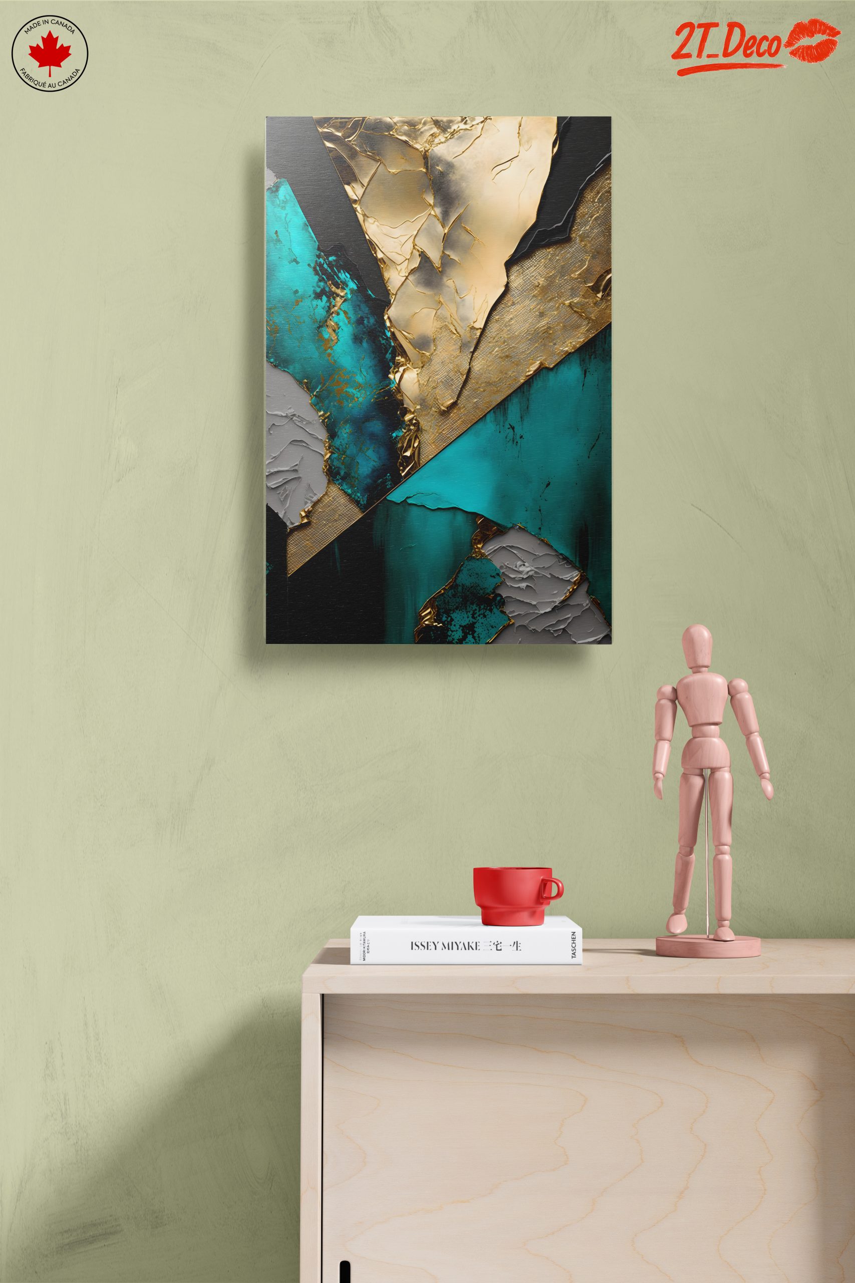 Gold and Teal Abstract Geometric Art - Image 14