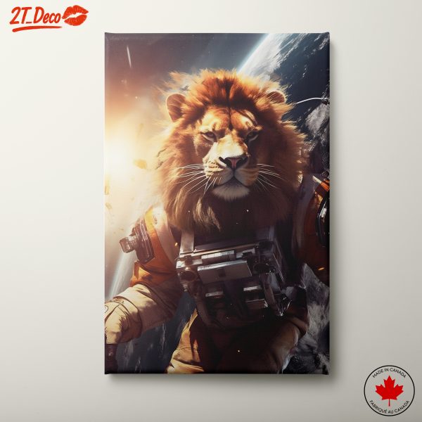 Lion Astronaut in Cosmic Space Adventure