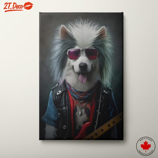 Stylized Dog Playing Guitar in Sunglasses
