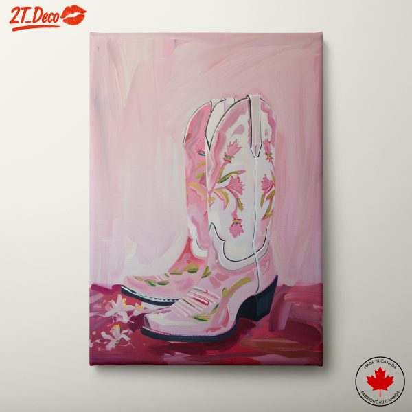 Floral Decorated Cowboy Boots Artwork