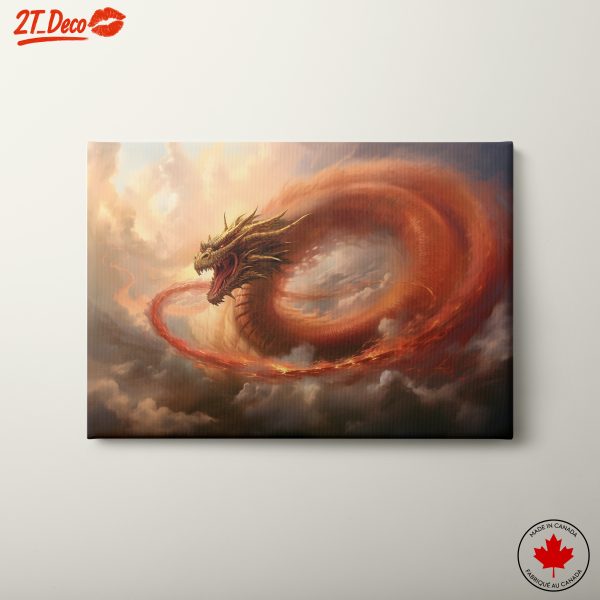 Majestic Dragon in Fiery Clouds