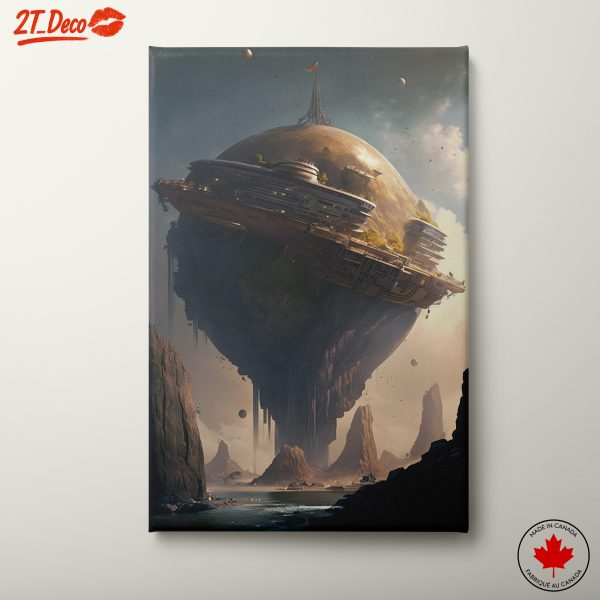 Futuristic Floating Landscape with Alien Architecture