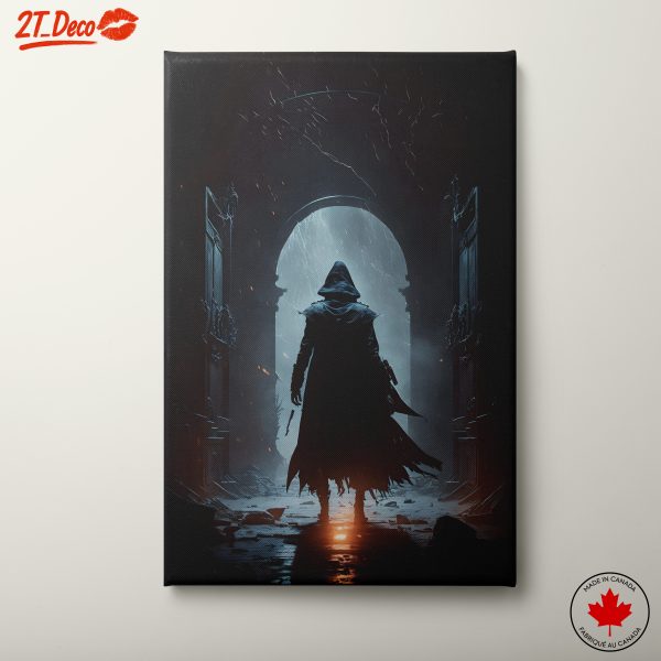 Gothic Fantasy Character in Shadowy Hallway