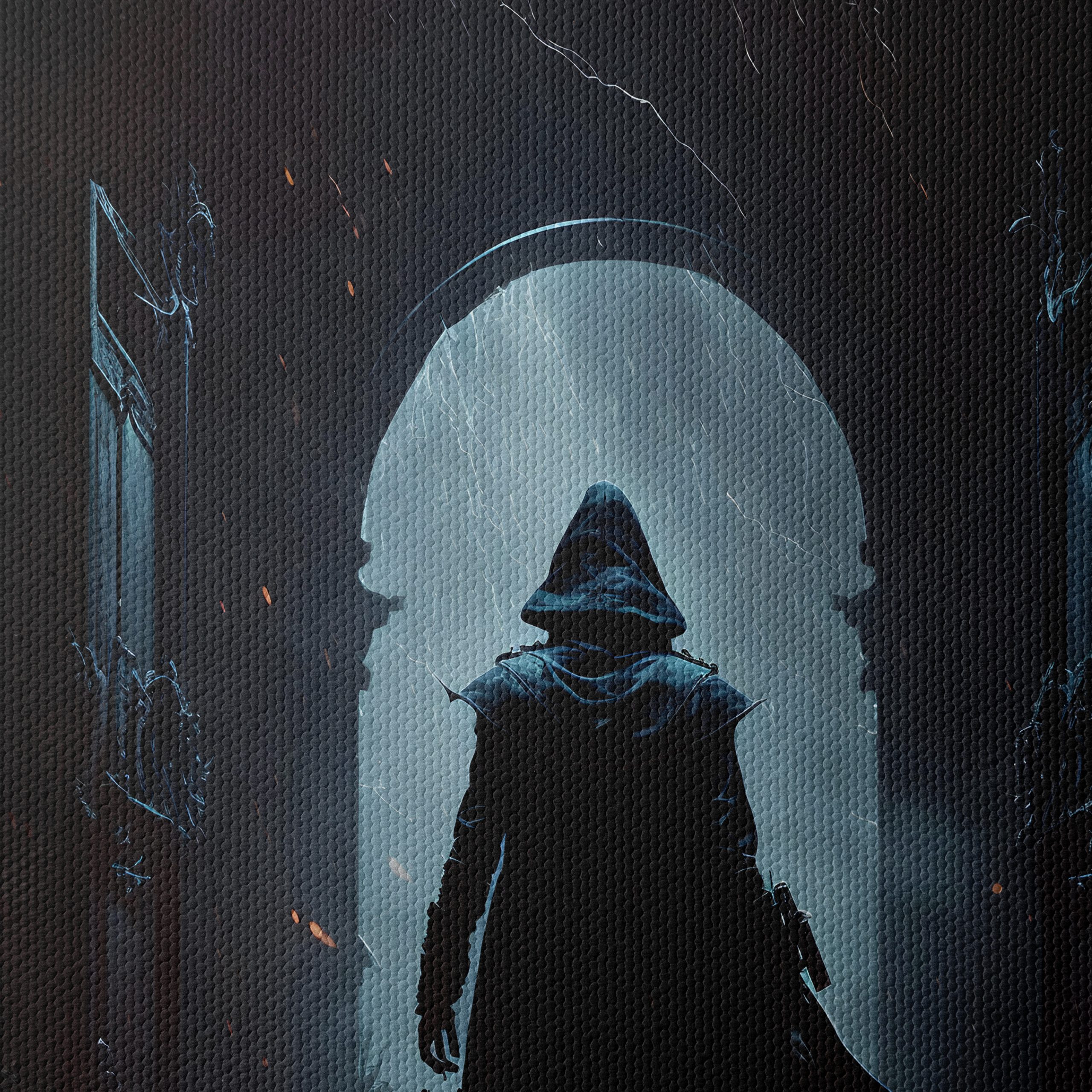 Gothic Fantasy Character in Shadowy Hallway - Image 4