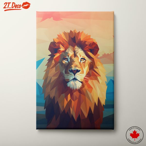 Stylized Lion Portrait with Geometric Elements