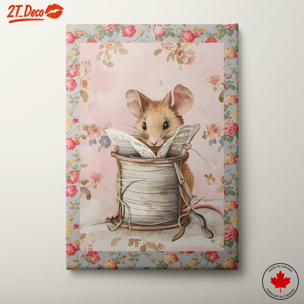 Adorable Mouse Reading in Floral Surroundings