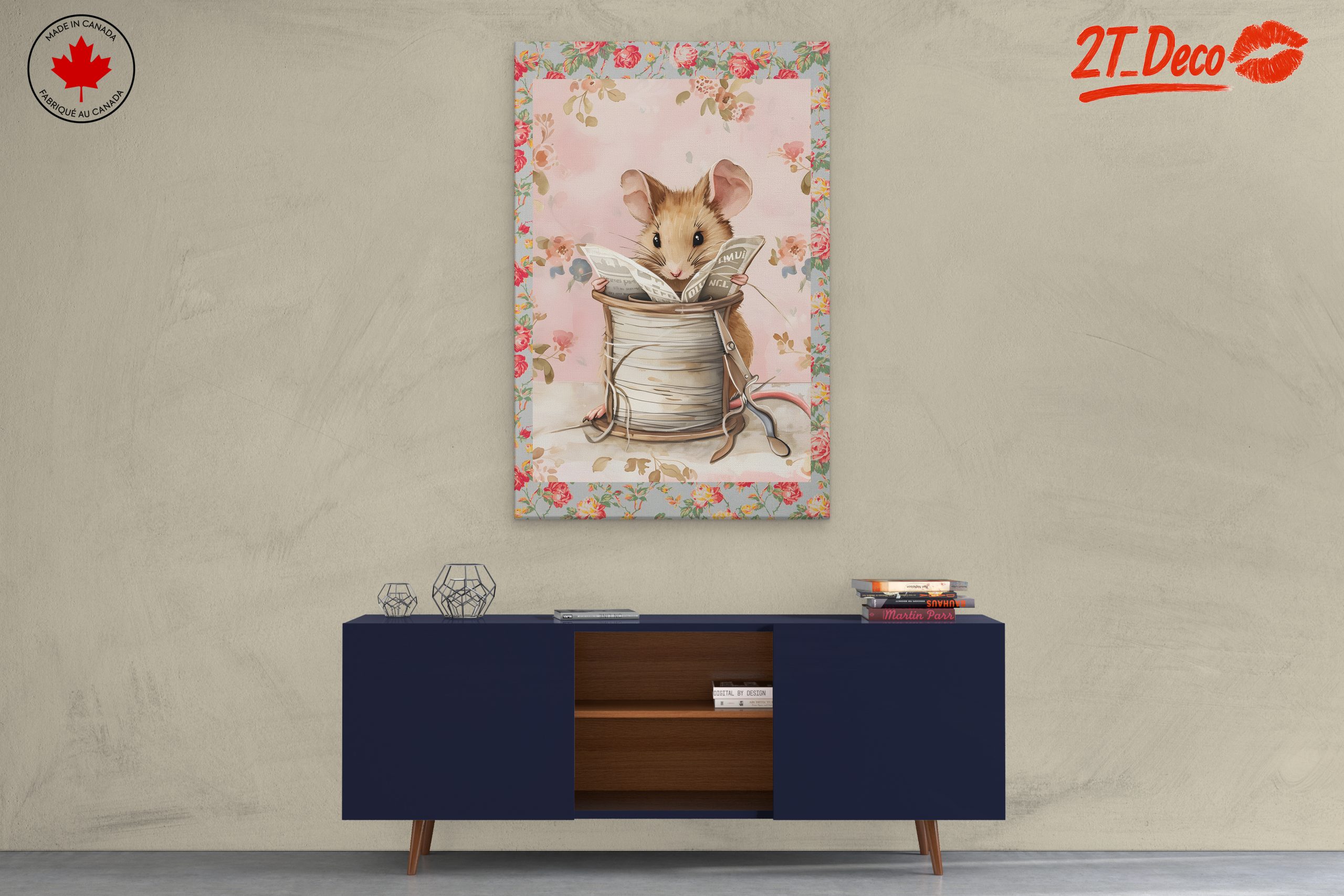 Adorable Mouse Reading in Floral Surroundings - Image 3