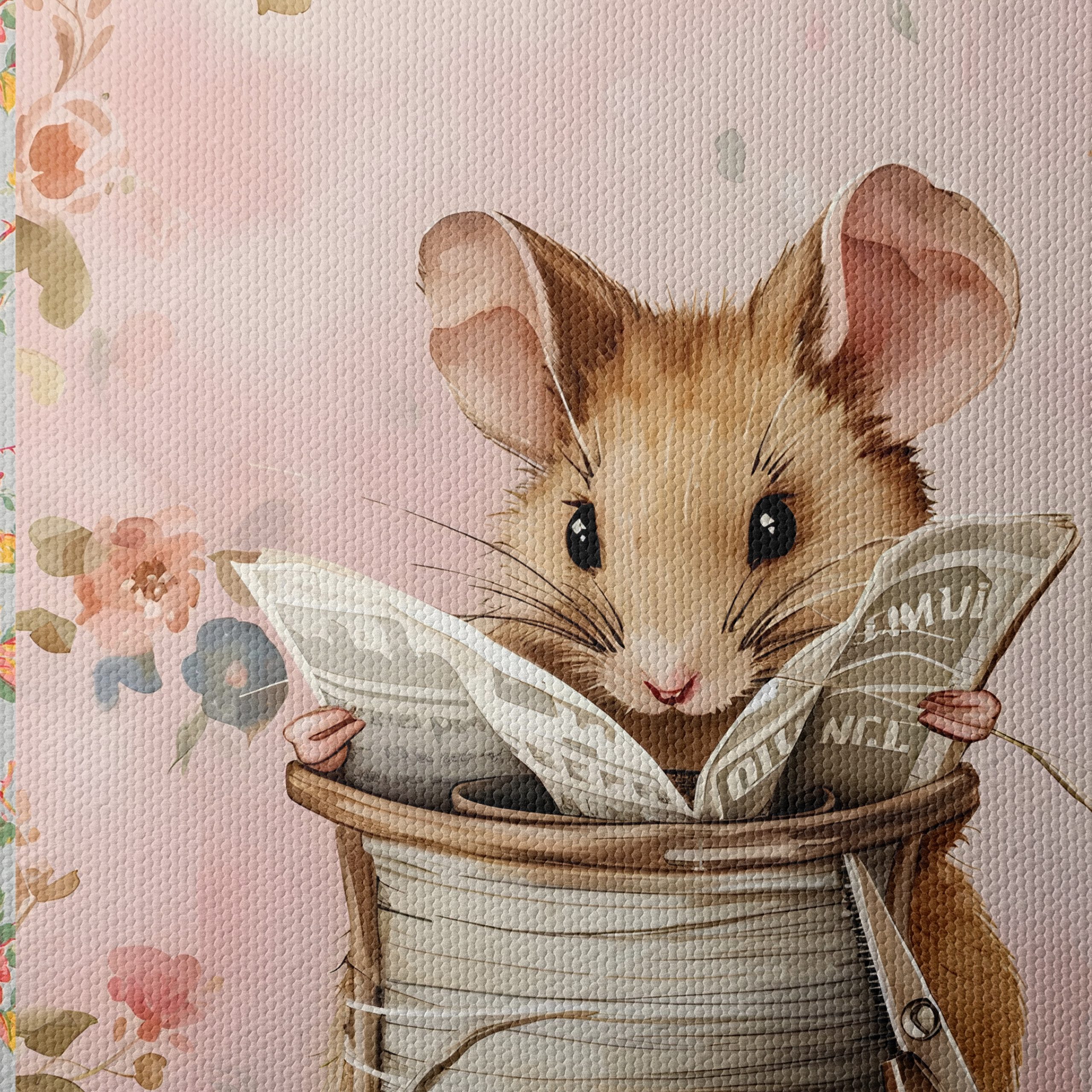Adorable Mouse Reading in Floral Surroundings - Image 4