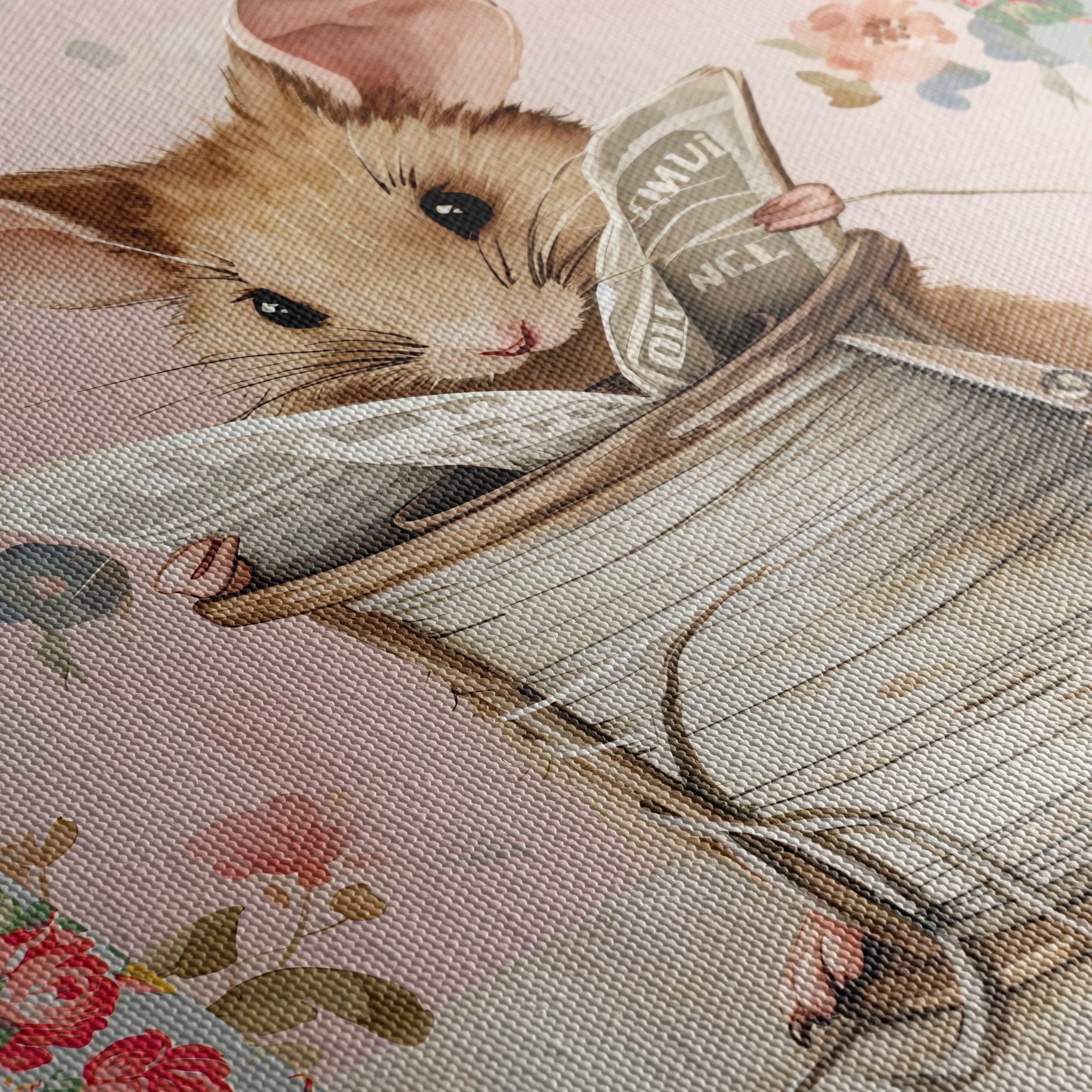 Adorable Mouse Reading in Floral Surroundings - Image 5