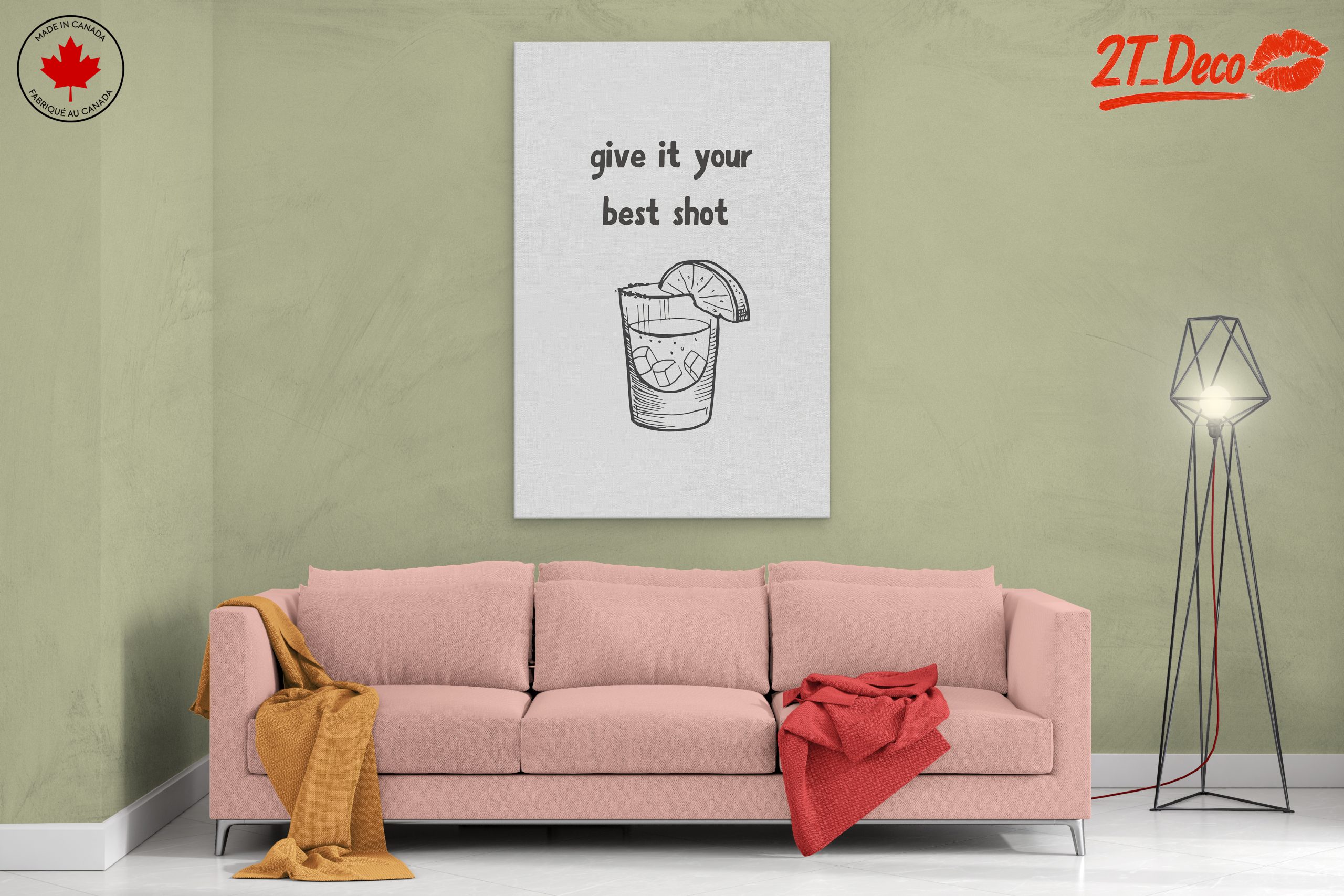 Cocktail Artwork with Motivational Quote - Image 2