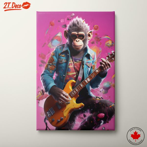 Vibrant Monkey Playing Guitar Art