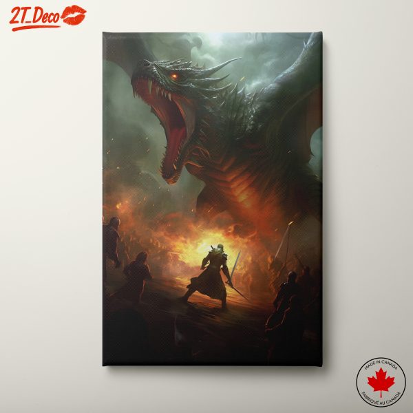 Epic Fantasy Battle Scene with Dragon