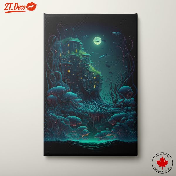 Mystical Underwater Landscape with Moonlight