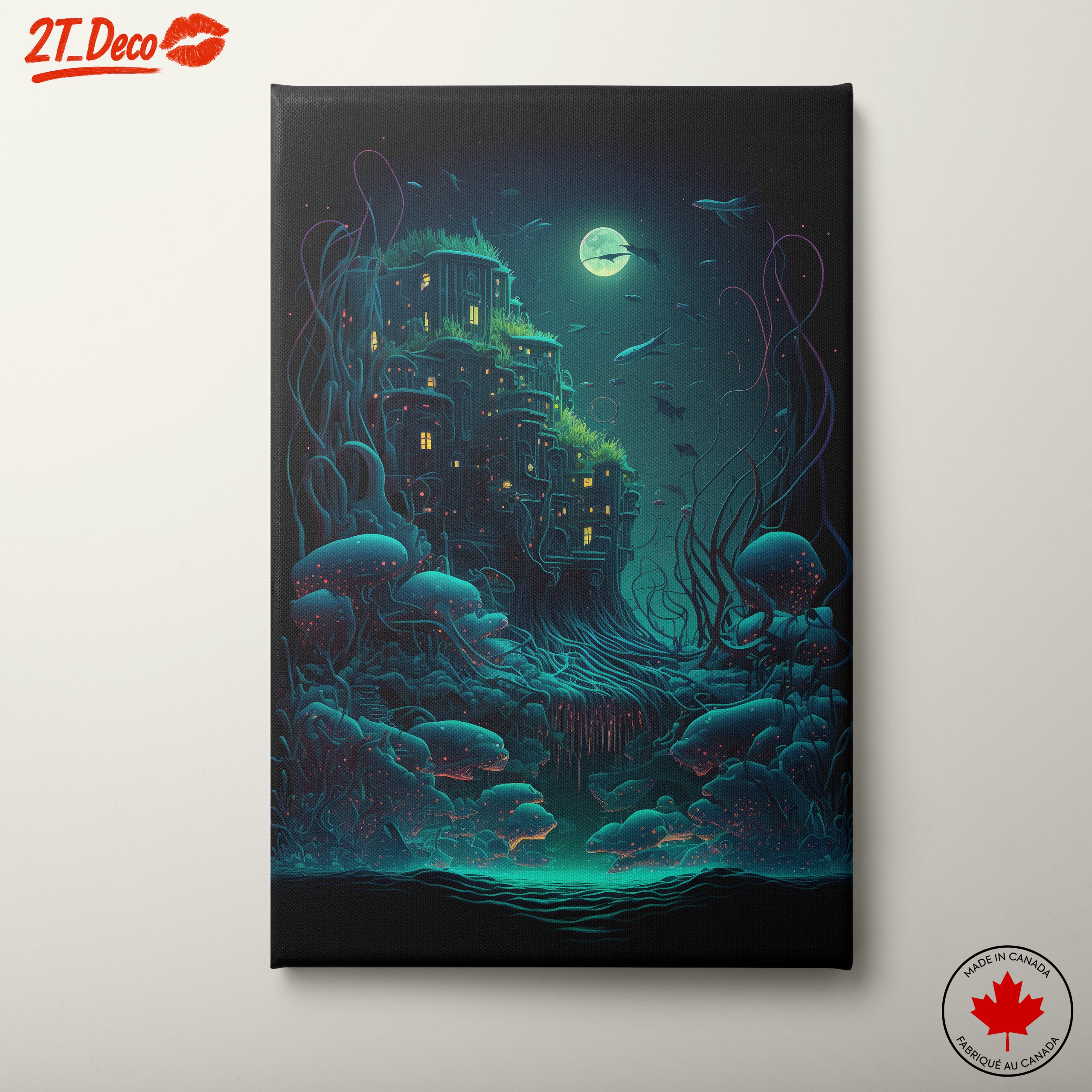 Mystical Underwater Landscape with Moonlight