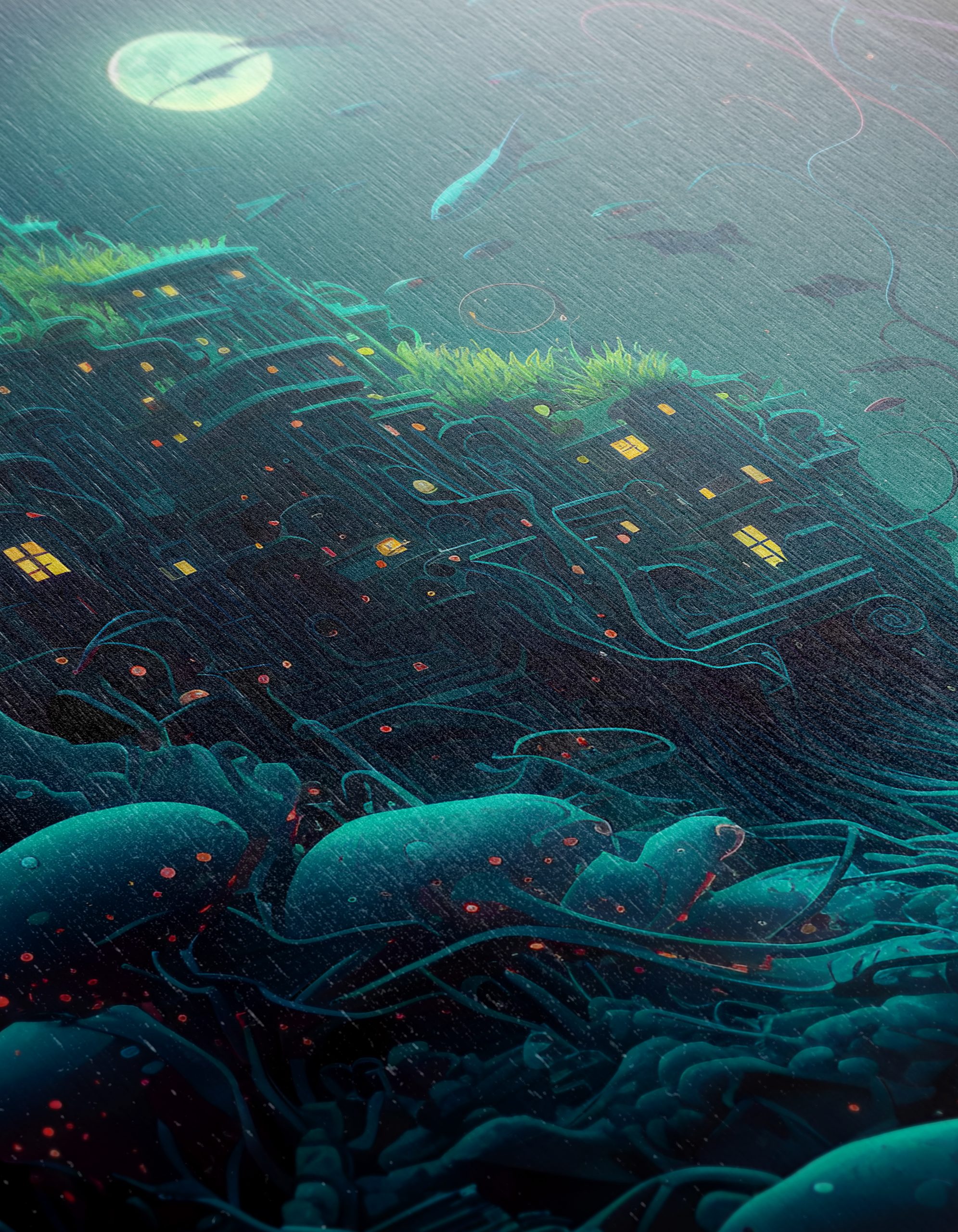Mystical Underwater Landscape with Moonlight - Image 12