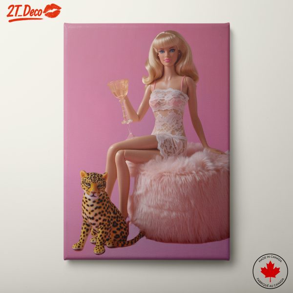 Chic Doll with Leopard and Pink Background