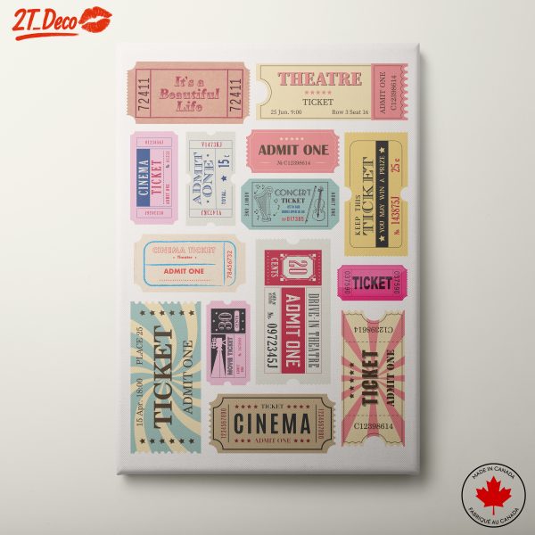 Colorful Event Ticket Collage Art
