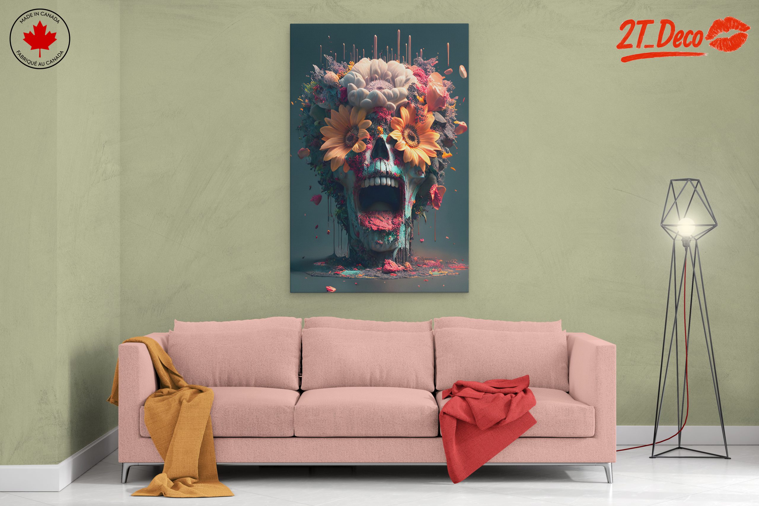 Colorful Contemporary Pop Art Skull with Flowers - Image 2