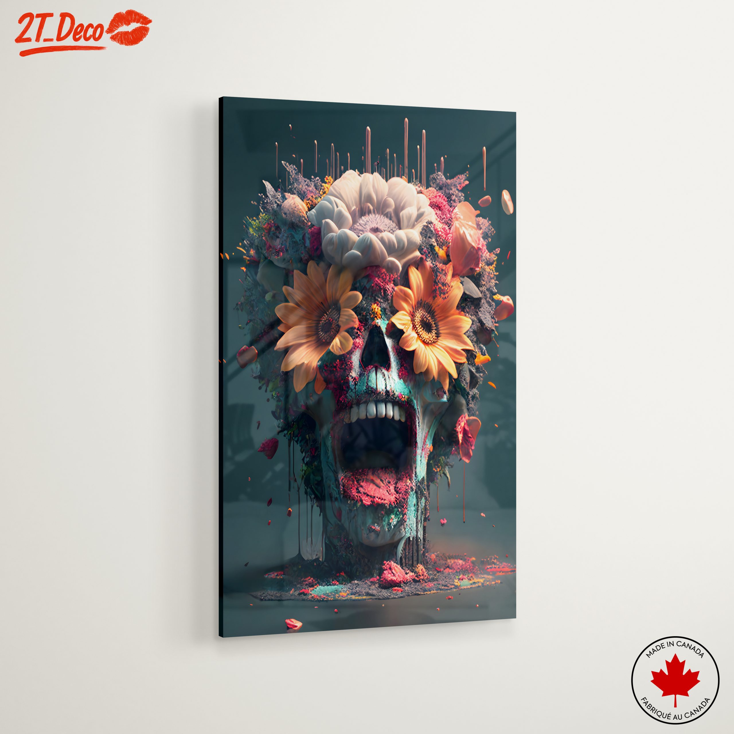 Colorful Contemporary Pop Art Skull with Flowers - Image 6