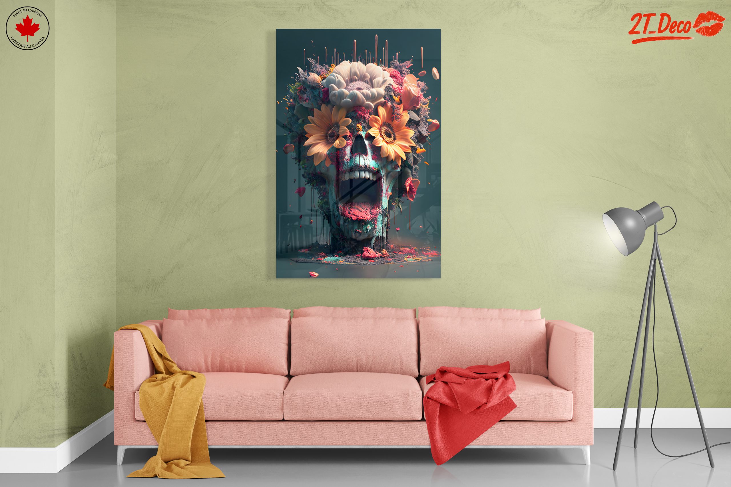 Colorful Contemporary Pop Art Skull with Flowers - Image 7