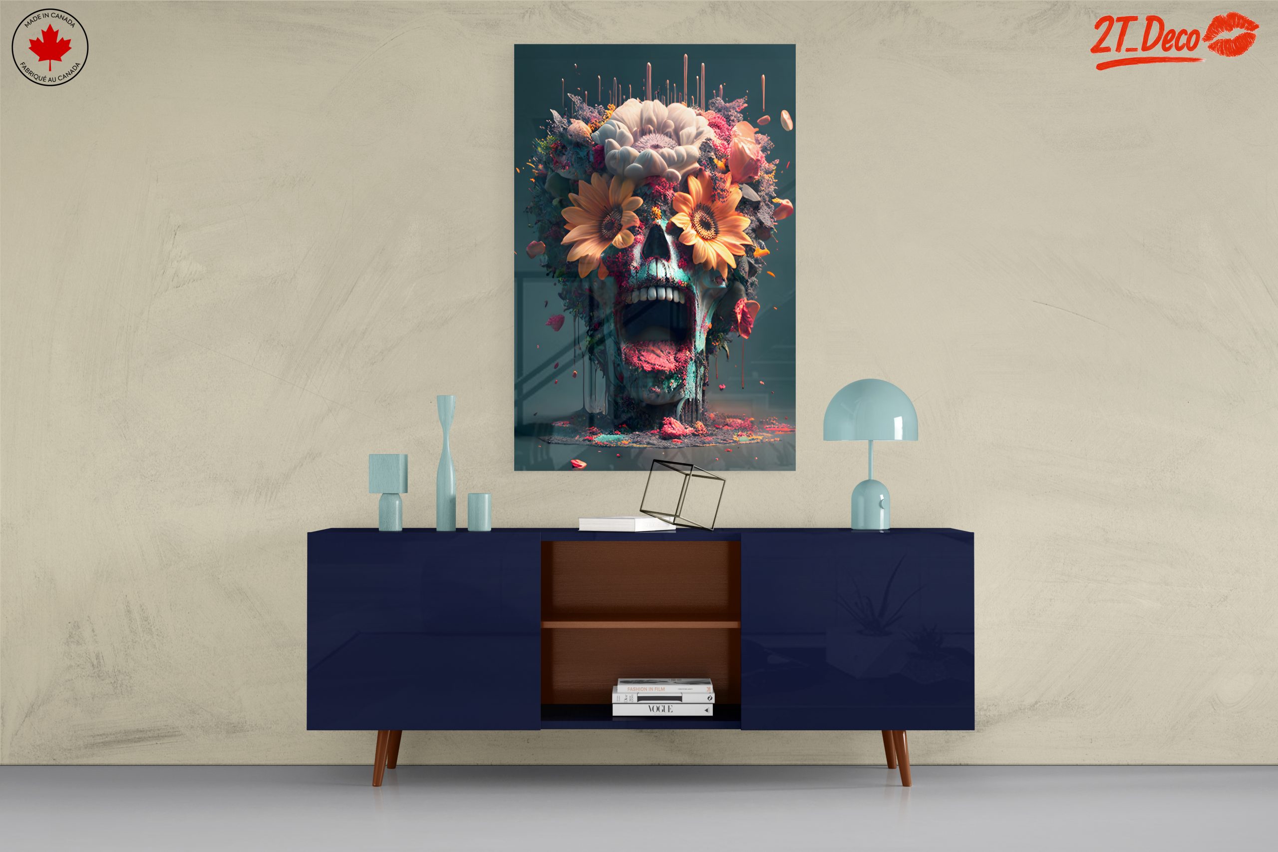 Colorful Contemporary Pop Art Skull with Flowers - Image 8