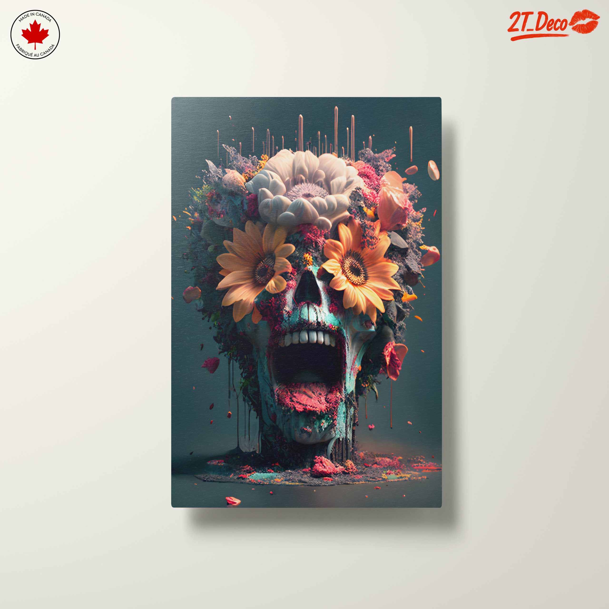 Colorful Contemporary Pop Art Skull with Flowers - Image 10