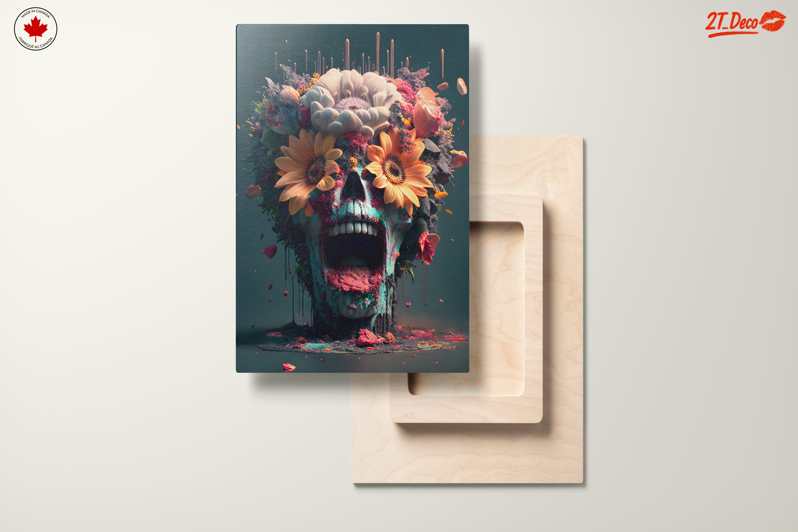 Colorful Contemporary Pop Art Skull with Flowers - Image 11