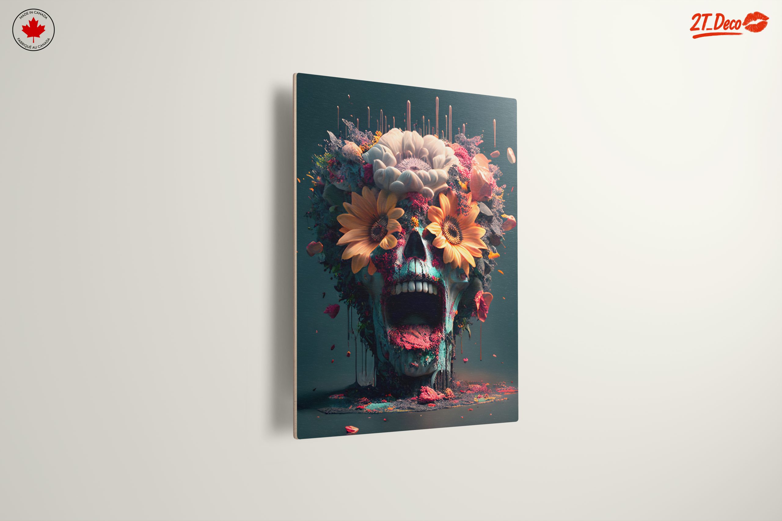Colorful Contemporary Pop Art Skull with Flowers - Image 13