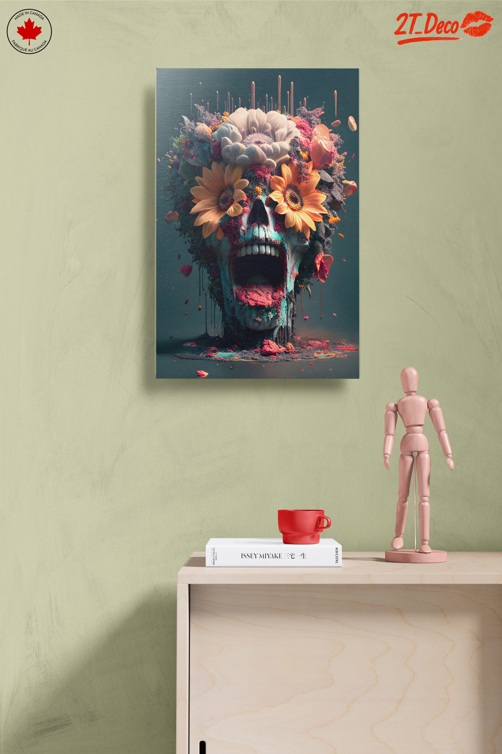 Colorful Contemporary Pop Art Skull with Flowers - Image 14