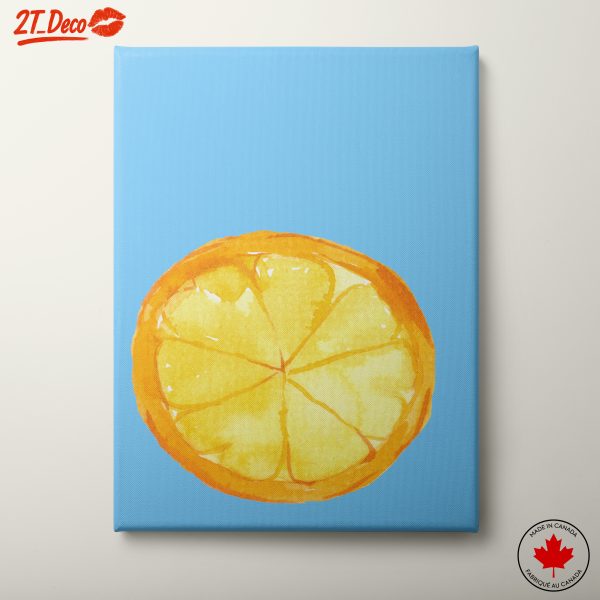 Stylized Lemon Slice Art on Blue Background