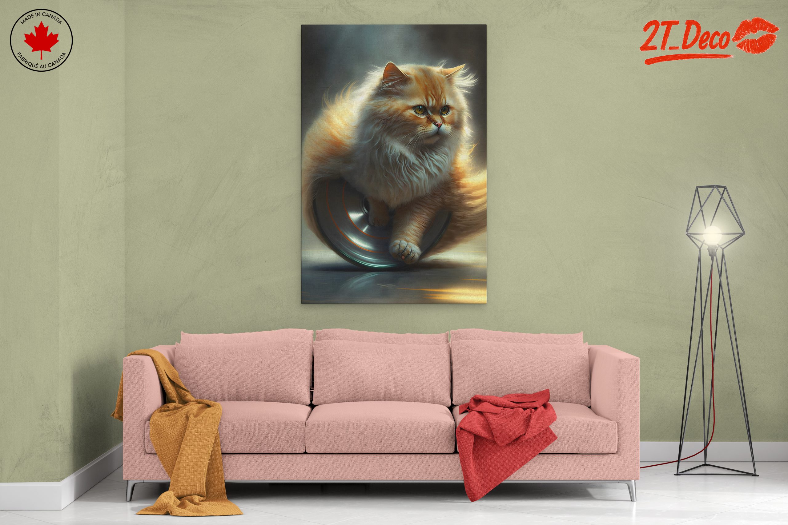Fluffy Cat on a Silver Wheel - Image 2