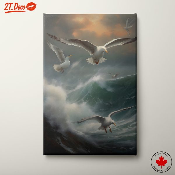 Seagulls in Turbulent Waves