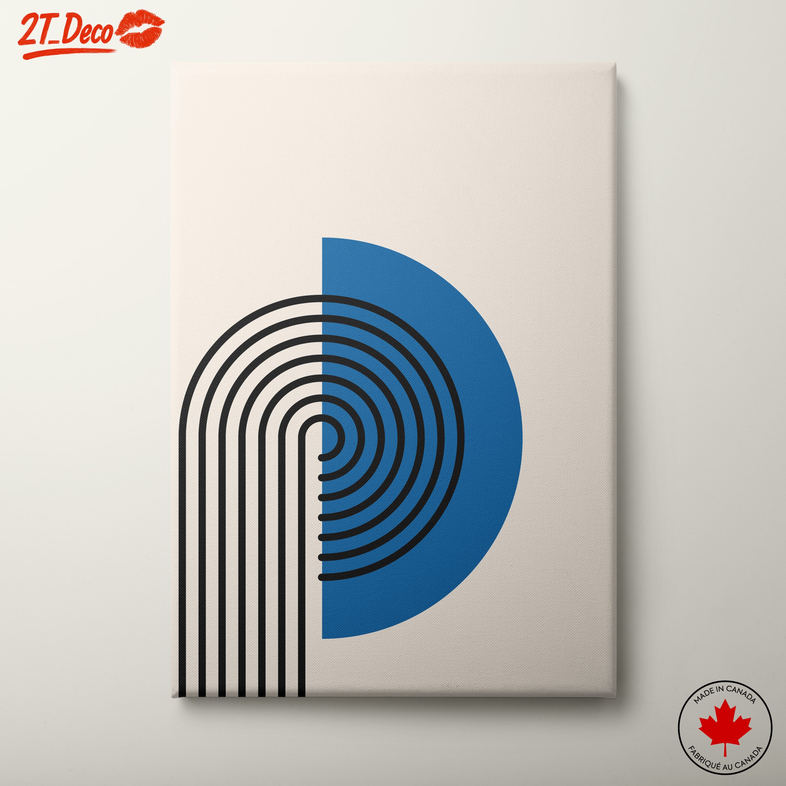 Modern Geometric Abstract Artwork with Blue and Black