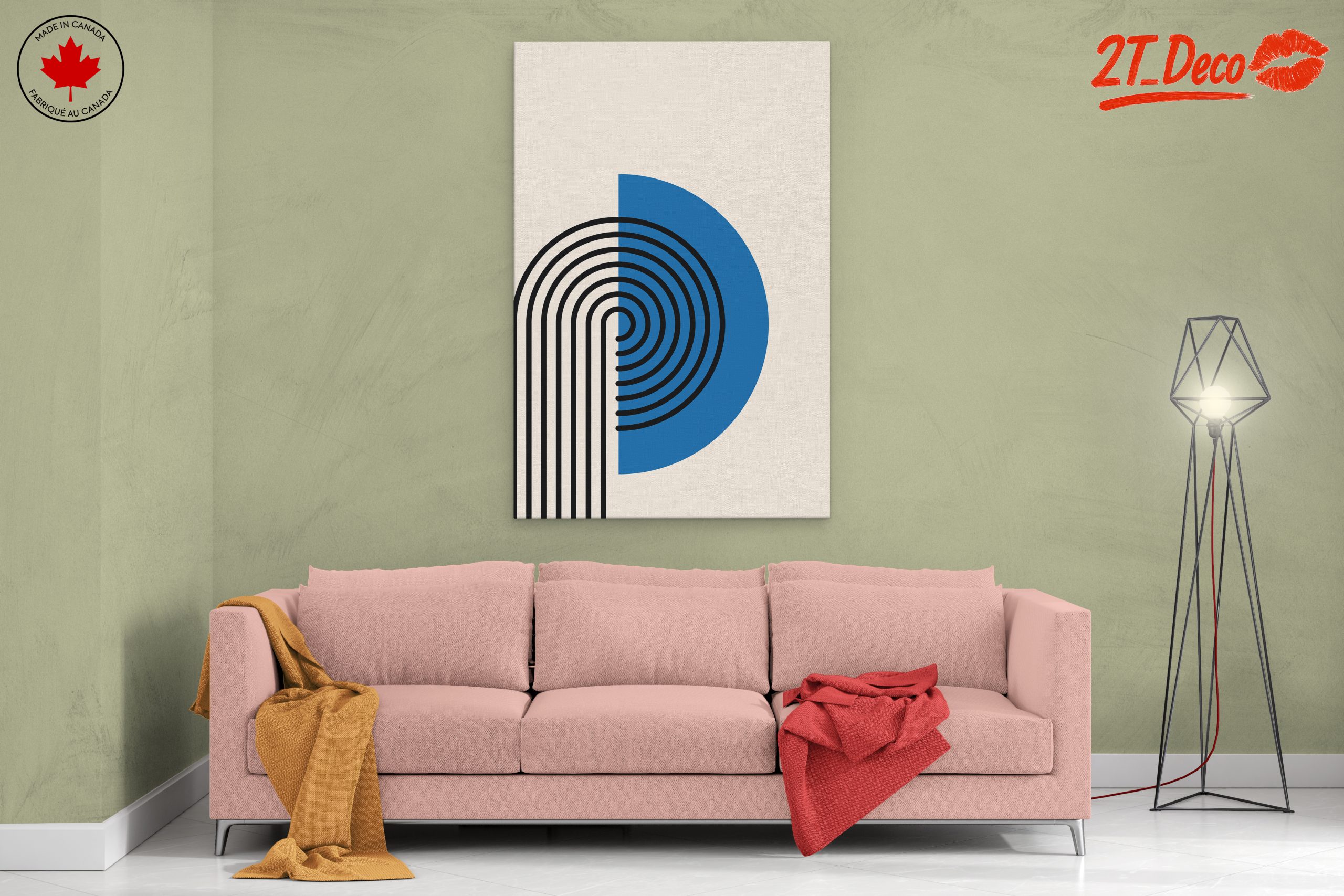 Modern Geometric Abstract Artwork with Blue and Black - Image 2
