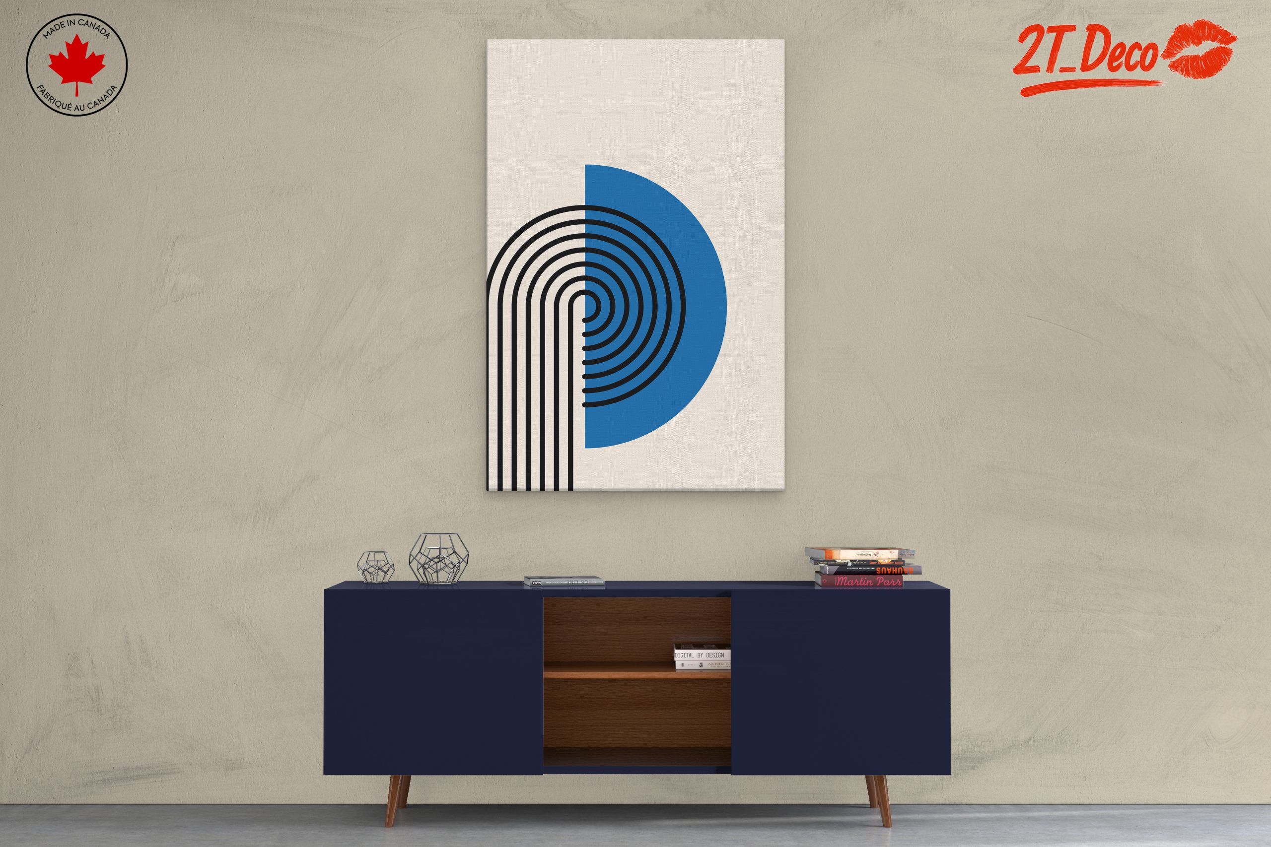 Modern Geometric Abstract Artwork with Blue and Black - Image 3