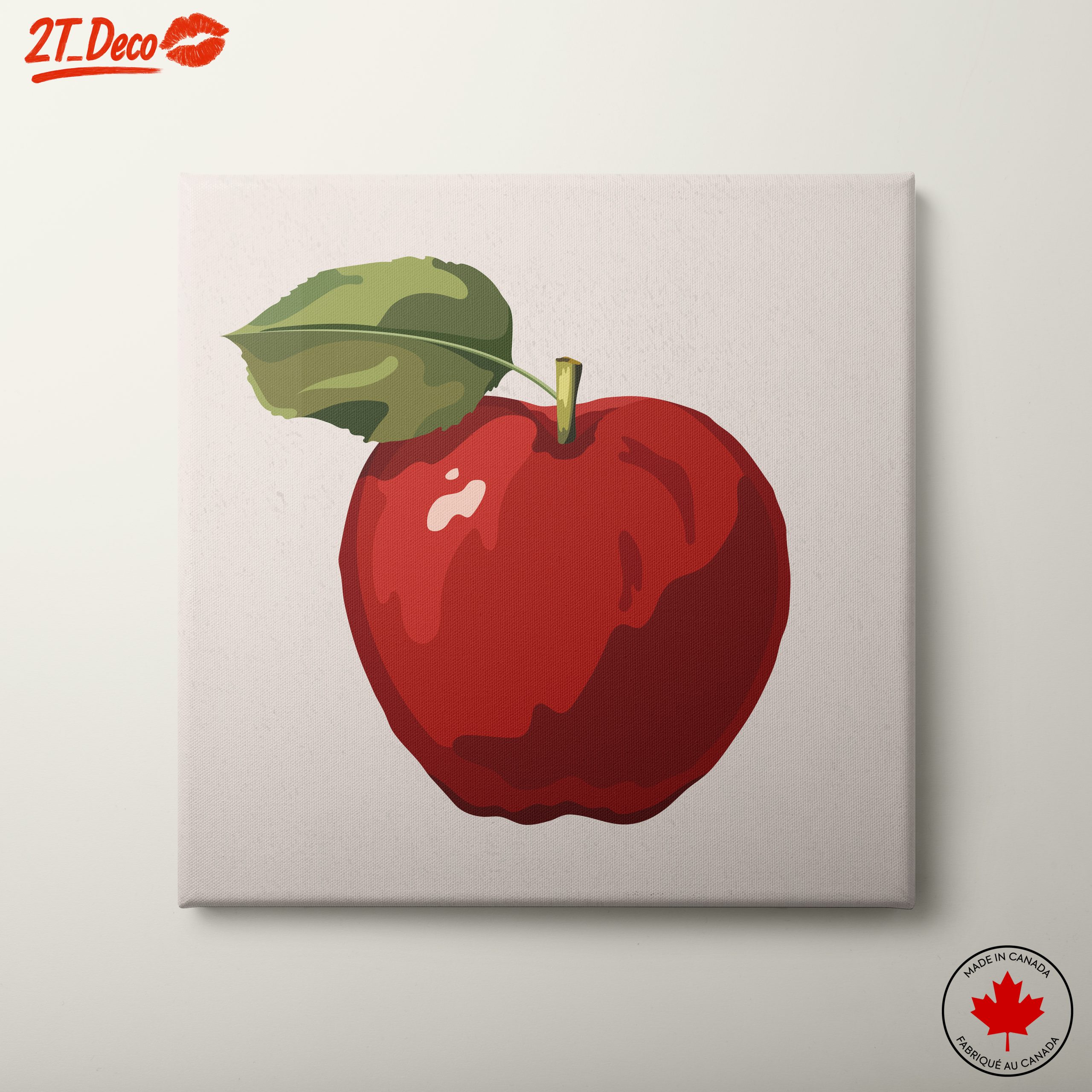 Stylized Red Apple with Leaf