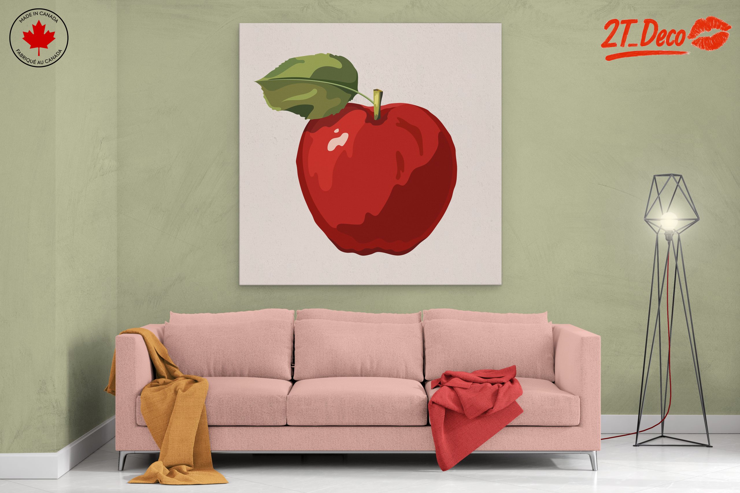 Stylized Red Apple with Leaf - Image 2